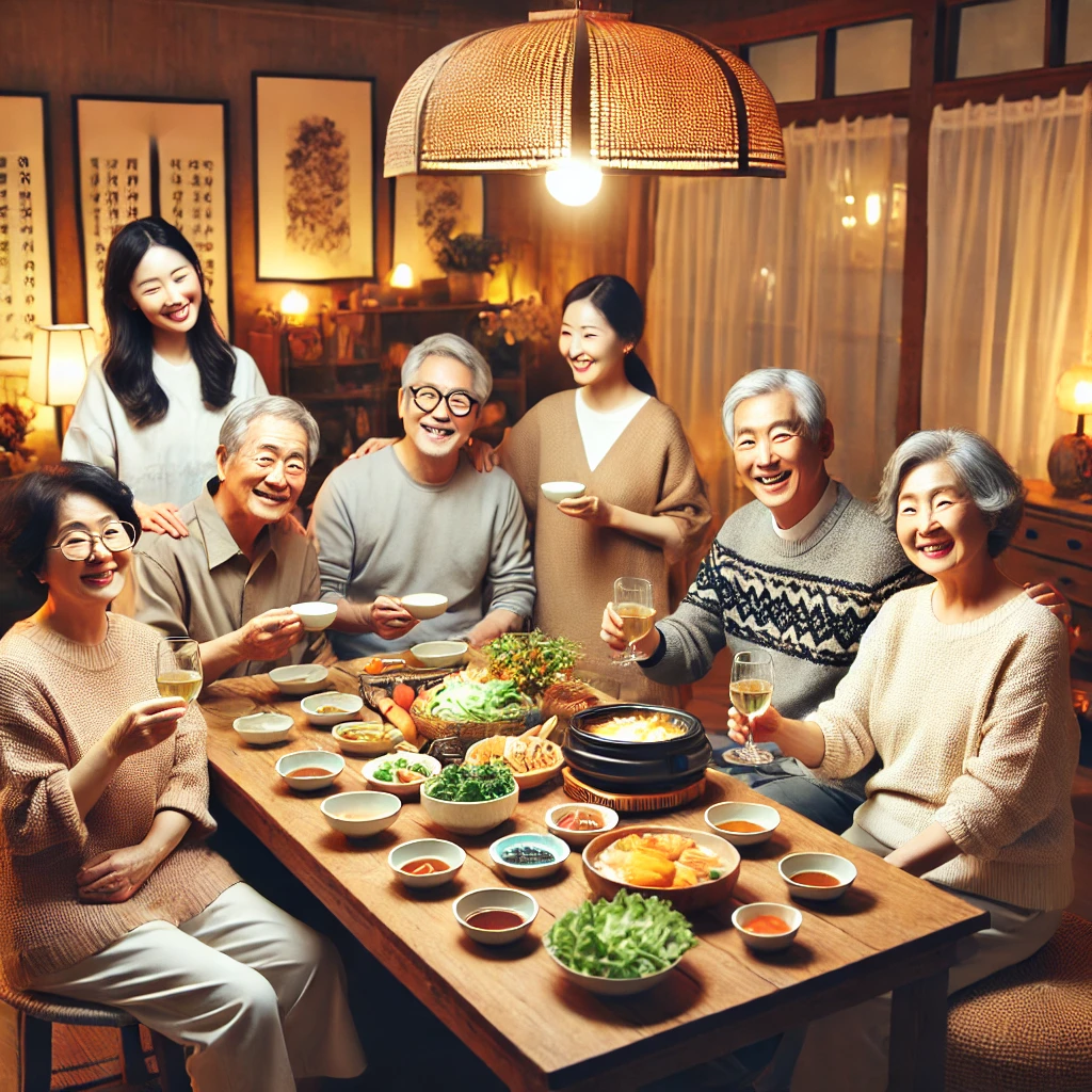 DALL·E 2025-01-27 13.21.52 - A heartwarming scene of elderly people gathered around a table enjoying a meal together. The .webp