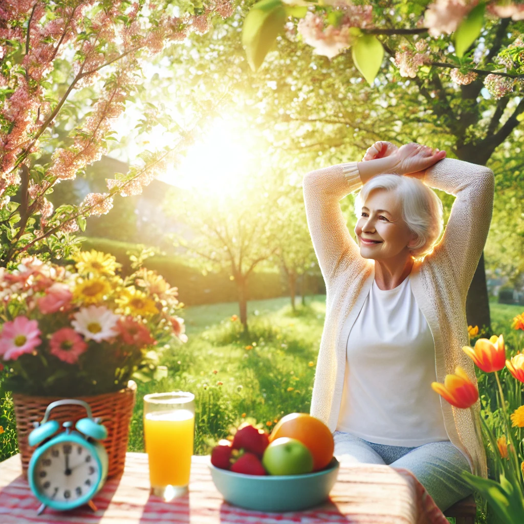 DALL·E 2025-03-03 12.33.56 - A bright and cheerful spring scene with warm sunlight, blooming flowers, and fresh green leav.webp